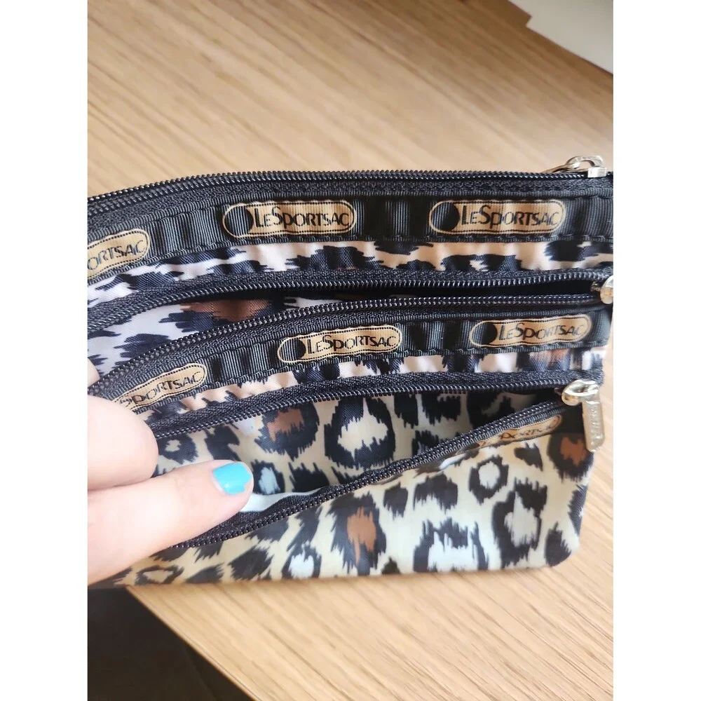 LeSportsac Animal Print 3 Sections Zippered Pouch